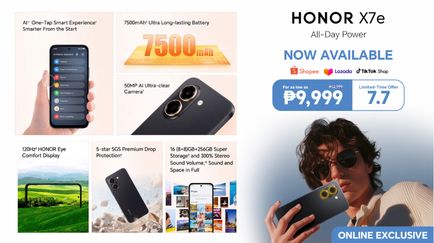 Power More, Worry Less: HONOR X7e Launches on Shopee, Lazada, and TikTok Shop with Up to Php 5,000 OFF This 7.7 Mega Rainy Season Sale 